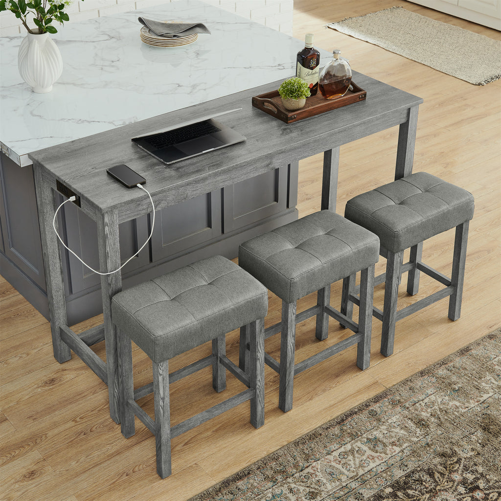 59 Inch Bar Table, Dining Table and Chair Set