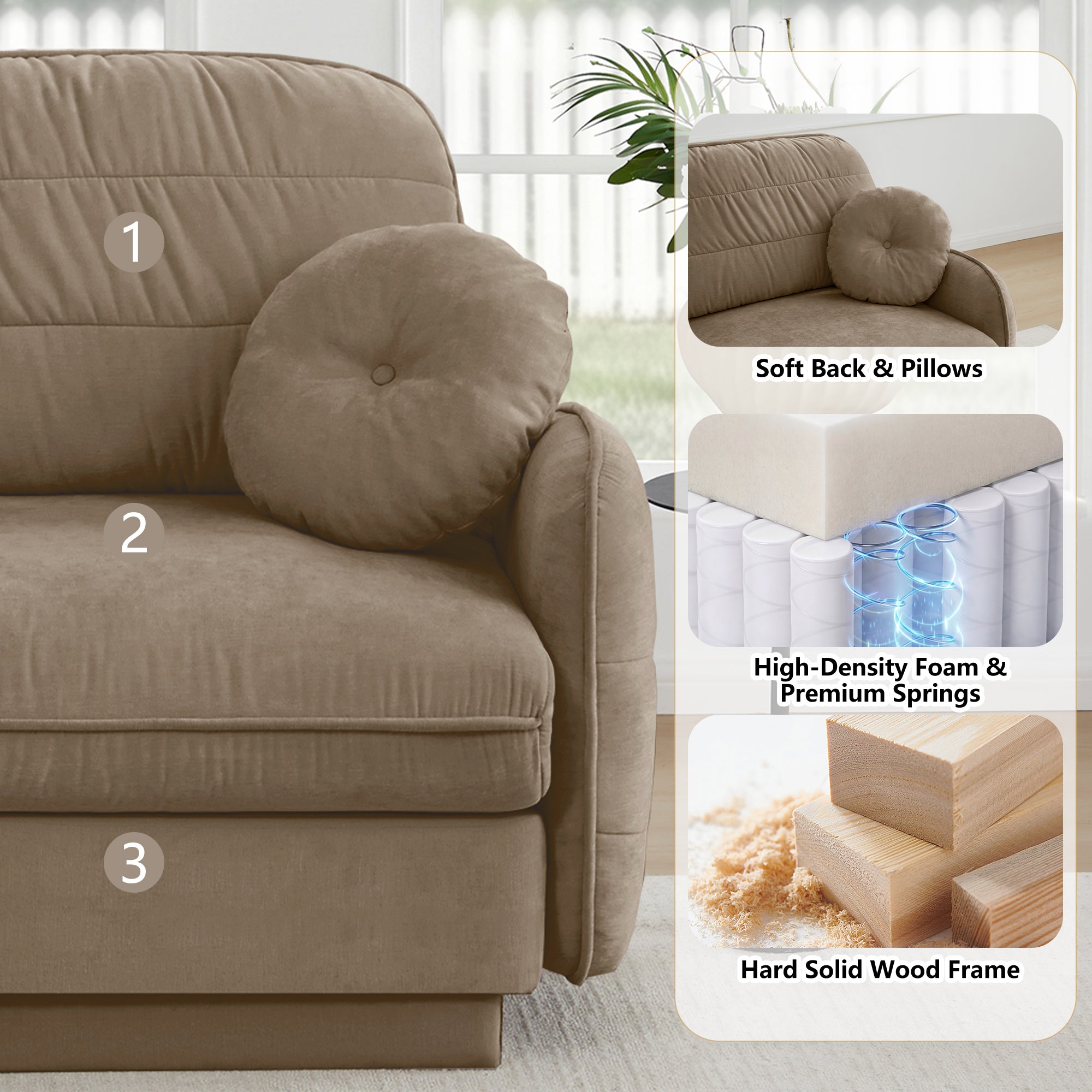 105" Chenille Cloud 3-Seater Sofa