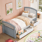 Twin Size Platform Storage Bed with 6 Drawers, Grey