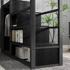 Full Size Loft Bed with Stairs and Storage Shelves