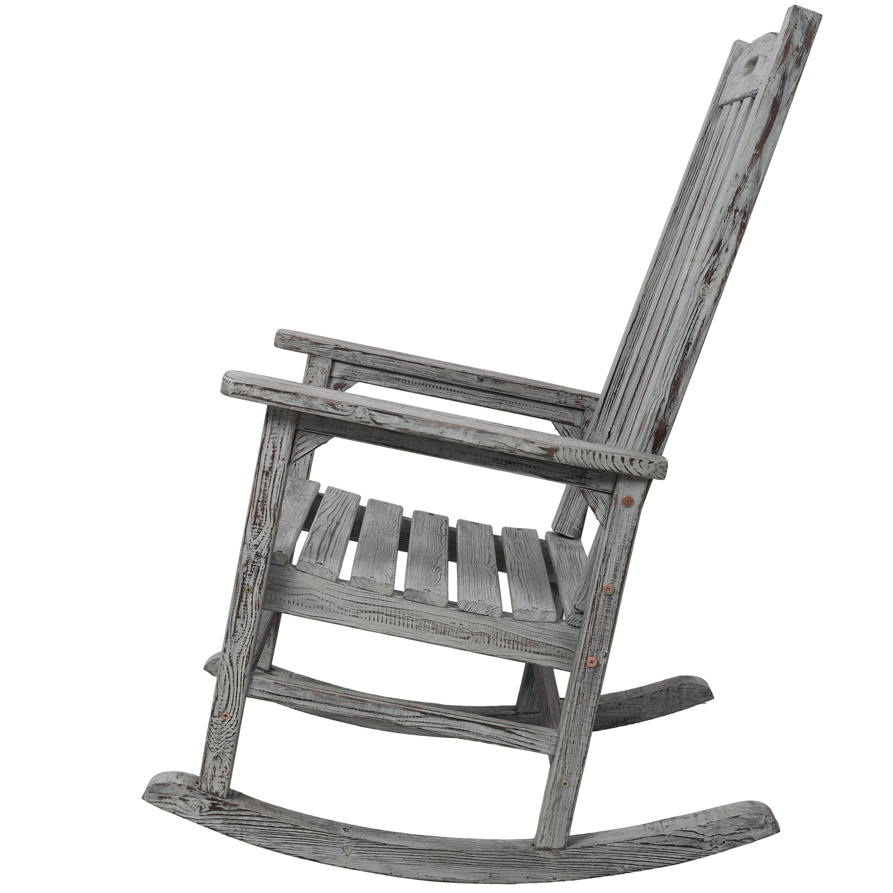 Wooden Oversized Porch Rocker Chair With Wide Seat and Tall Backrest