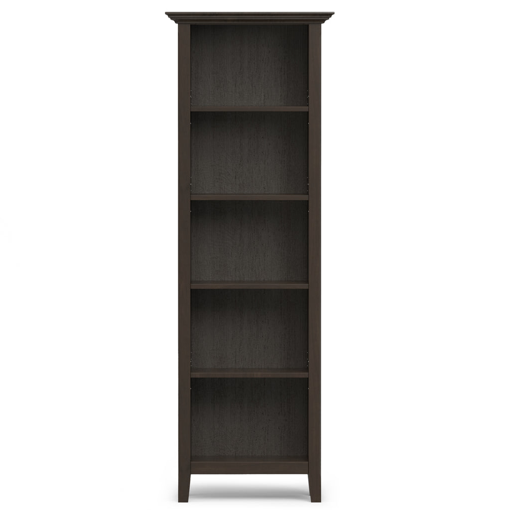 Amherst 24 Inch Solid Wood 5 Shelf Bookcase in Hickory