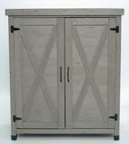 Potting Bench with Storage Cabinet and Metal Table Top