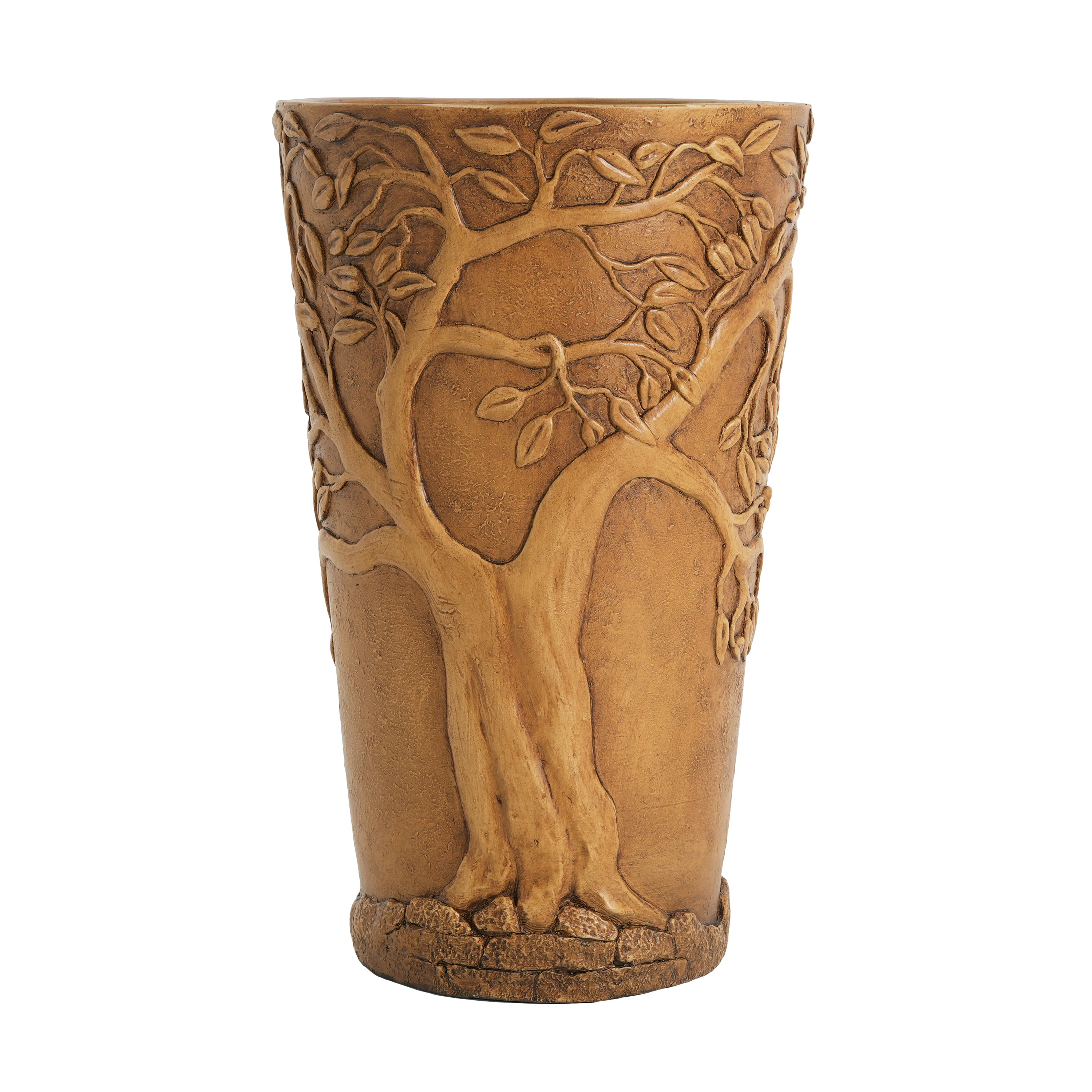 Tall Antique Bronze Tree-Embossed MGO Planter