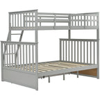 Twin Over Full Bunk Bed with Storage Drawers – Gray