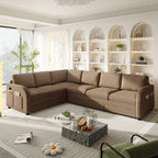 115.2" L-Shaped Pull-Out Bed Sleeper Sofa - Brown
