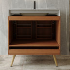 Mid-Century Freestanding Bathroom Vanity with Faux Marble Top