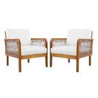 Outdoor Acacia Wood Club Chair with Handwoven Rope (Set of 2)