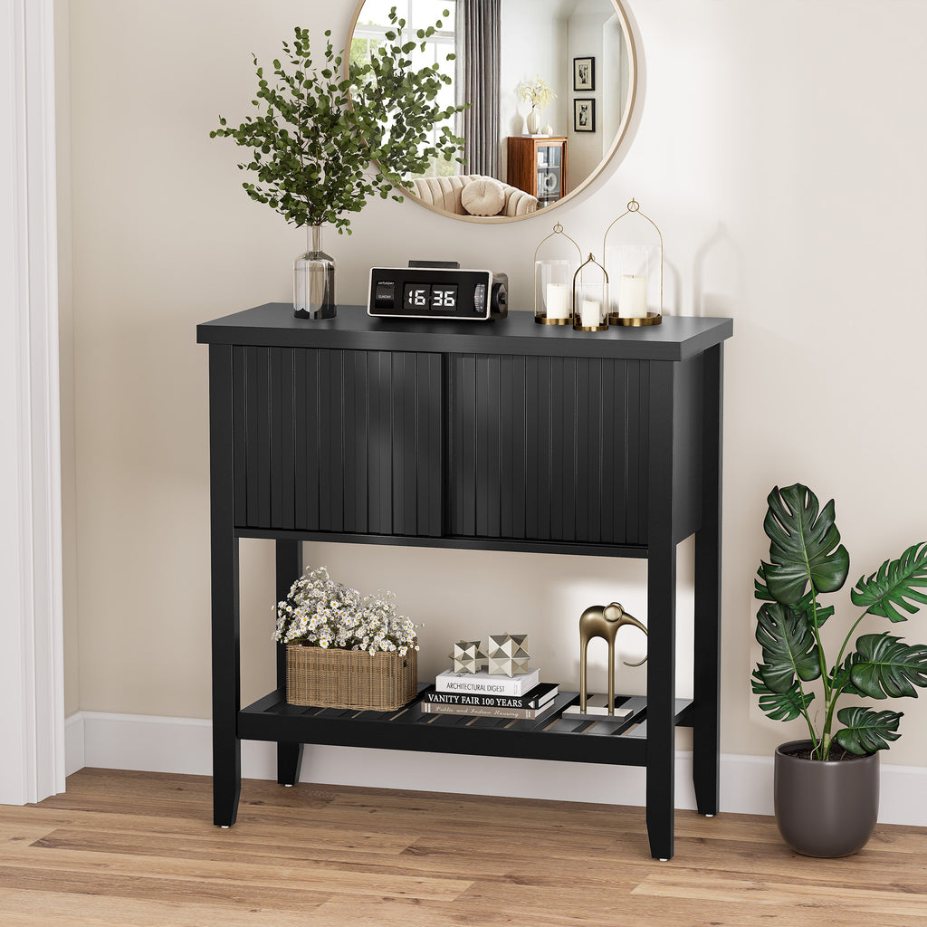 31.5" Entryway Console Table with Sliding Drawer Doors
