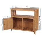 Wooden Patio Bar Table Set with Storage Buffet Cabinet