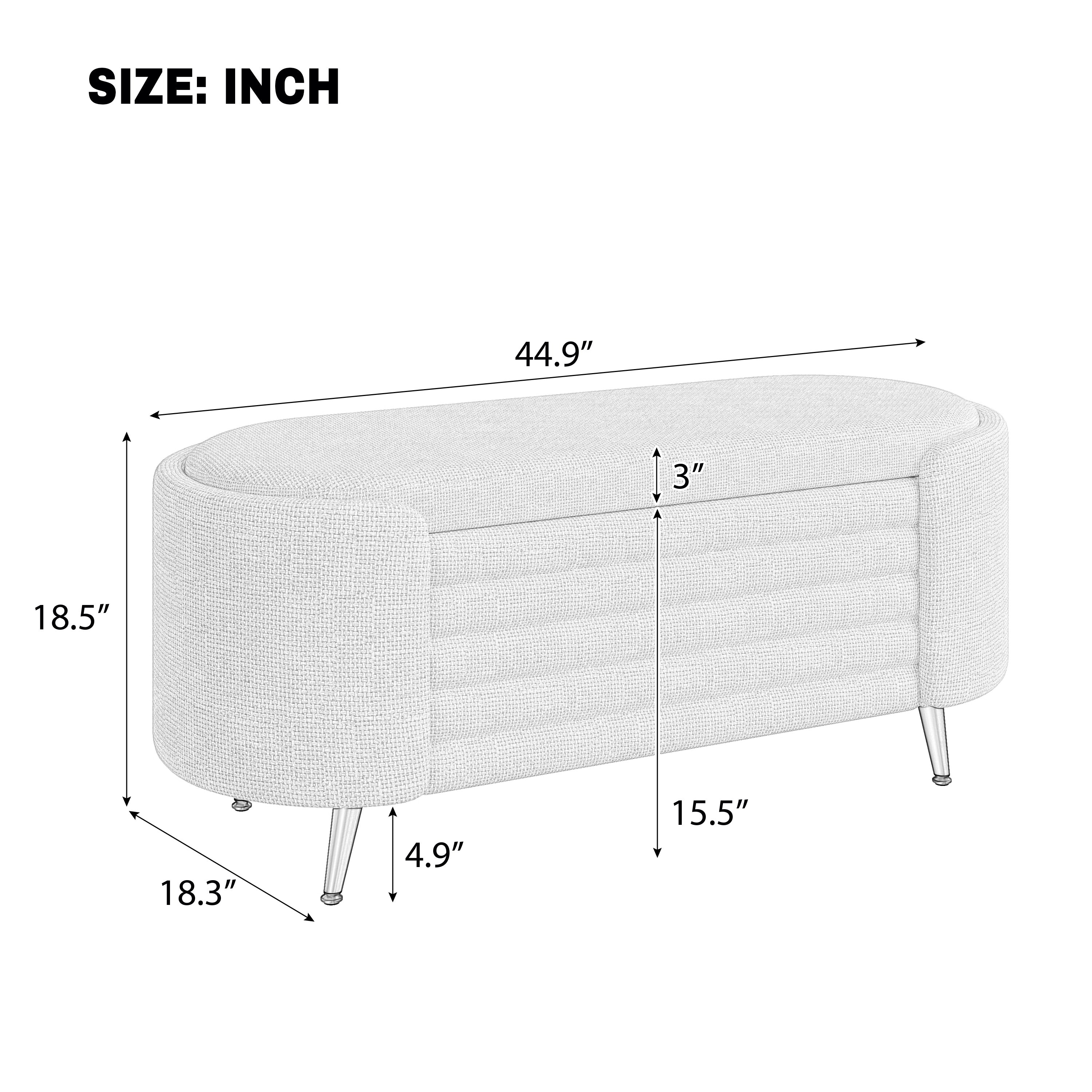 Modern Storage Ottoman Upholstered Storage Bench