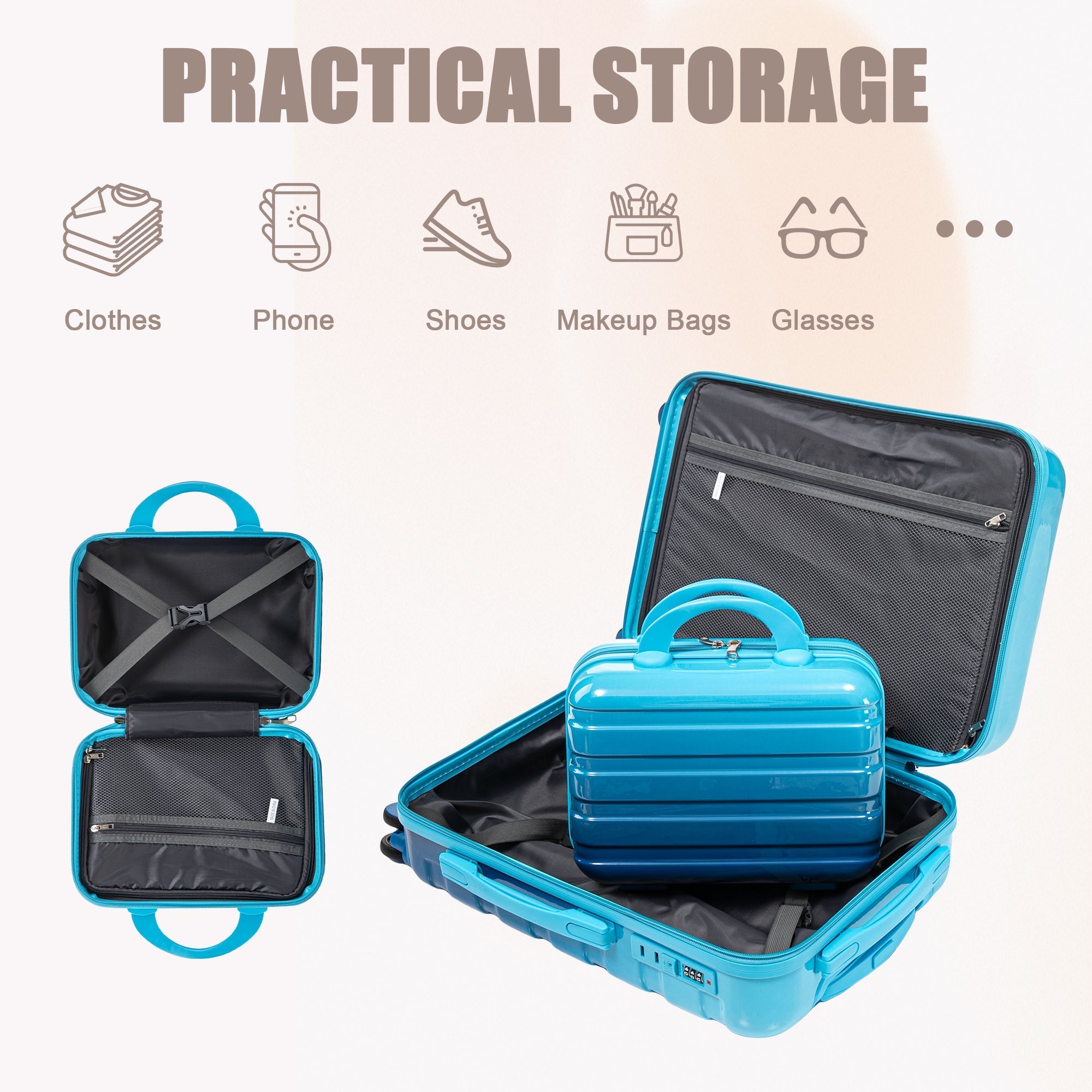 14'/20' 2-Piece PC Spinner Wheel Luggage Set with Gradient Color and Lock