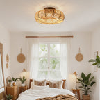 20" Rope Caged Flush Mount Ceiling Fan with Light Kit