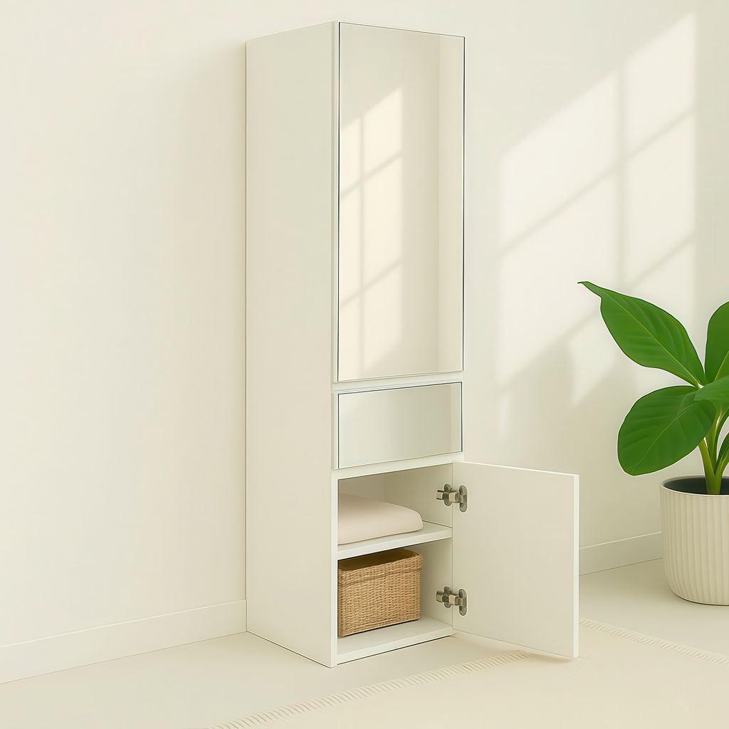 Elise Slim Modular Wood Closet Cabinet with Mirror