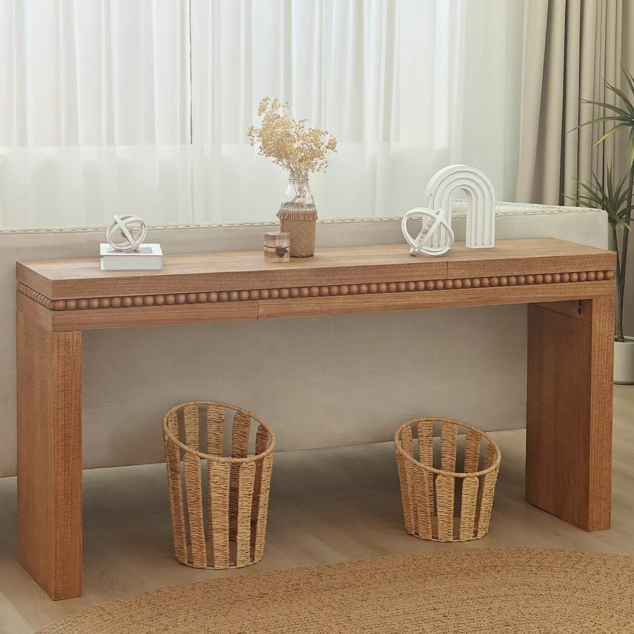 64in Rustic Wood Console Table