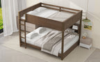 Queen over Queen Bunk Bed with Storage Cabinets and USB Ports