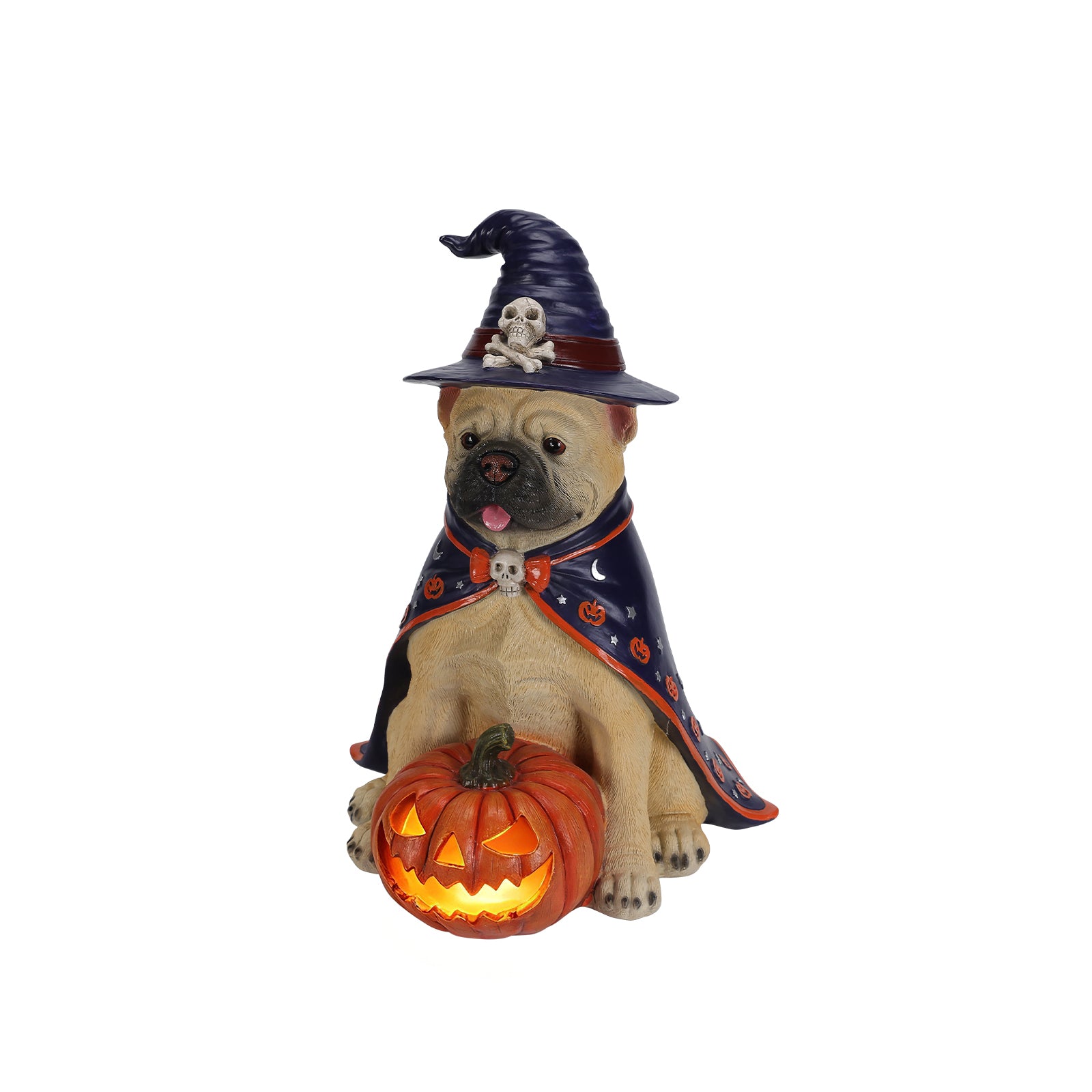Halloween Bulldog Witch Statue