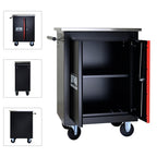 Double-Door Clapboard Multi-Function Tool Cart - Black & Red