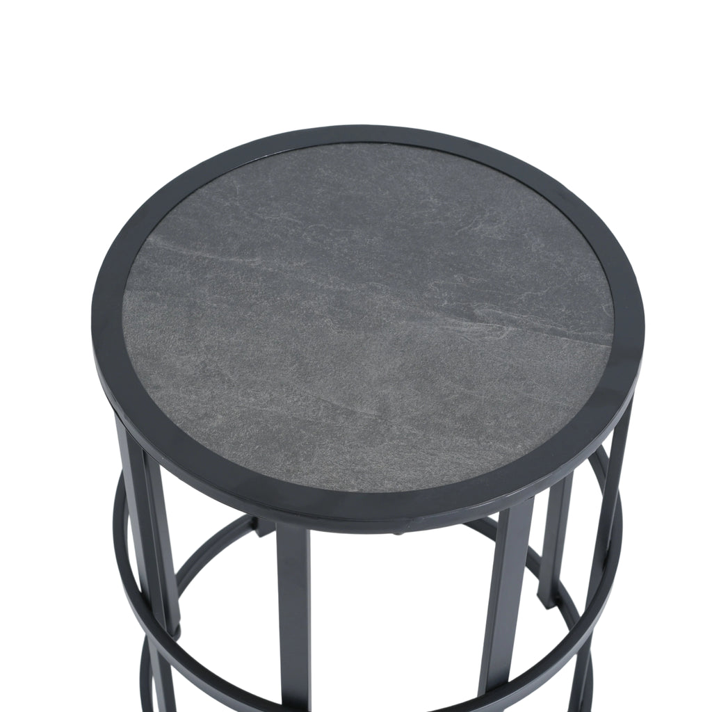 Ceramic Tile Side Table with Powder Coated Iron Frame