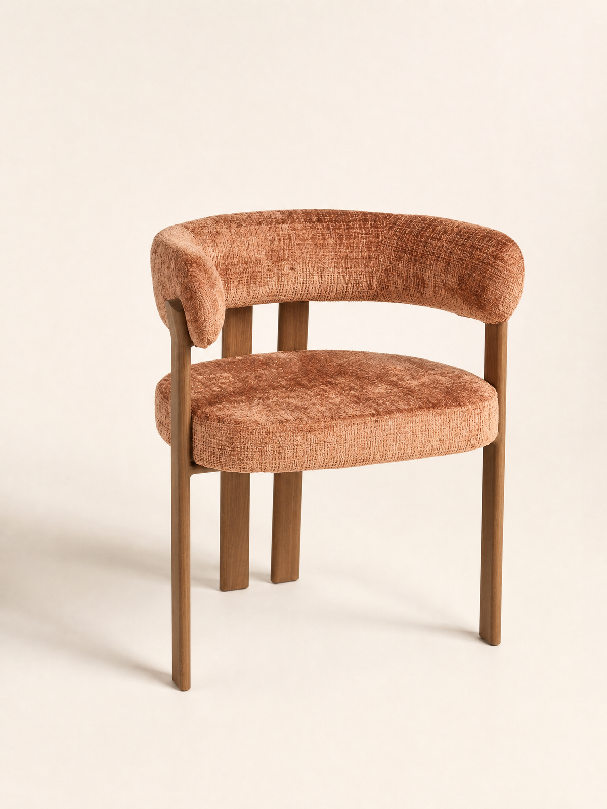 2-Piece Modern Bouclé Dining Chair Set, Curved Barrel Back Accent Side Chairs with Heavy-Duty Wood-Grain Metal Legs