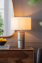 Hammered Iron Table Lamp with Mango Wood