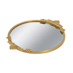 19x16 Round Mirror Tray with Gold Frame