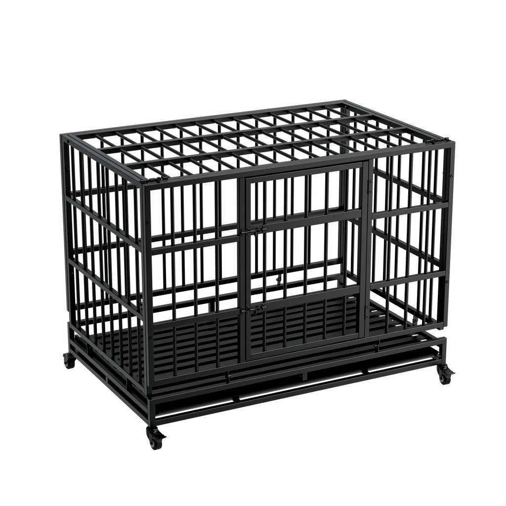 48 Inch Heavy Duty Indestructible Dog Crate with Wheels