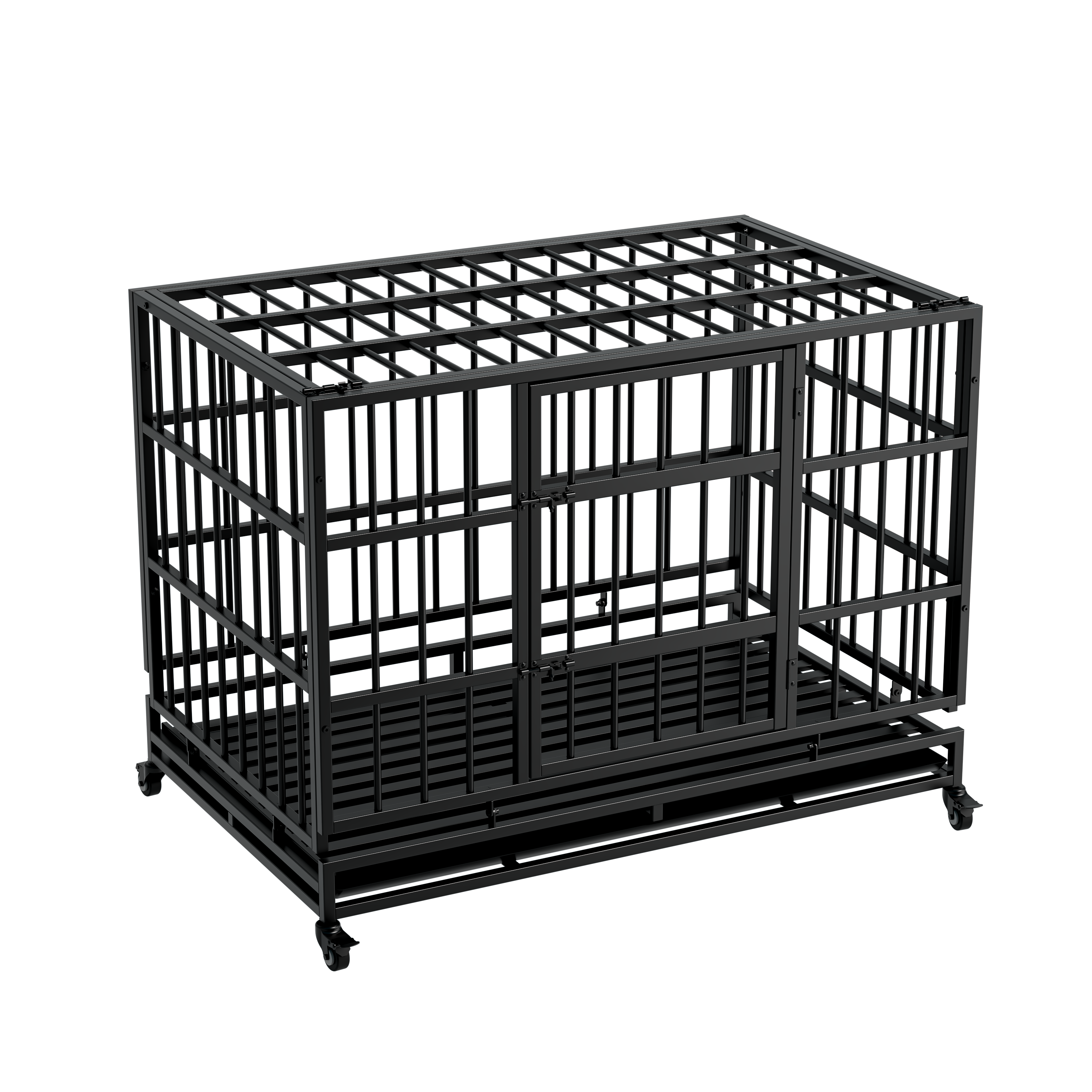 48 Inch Heavy Duty Indestructible Dog Crate with Wheels