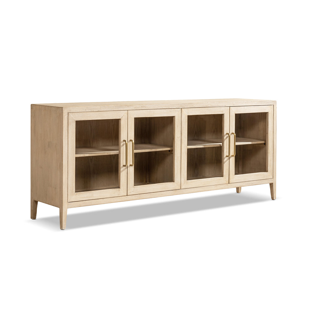Marlowe 83-Inch Glass Door Sideboard, Brushed White