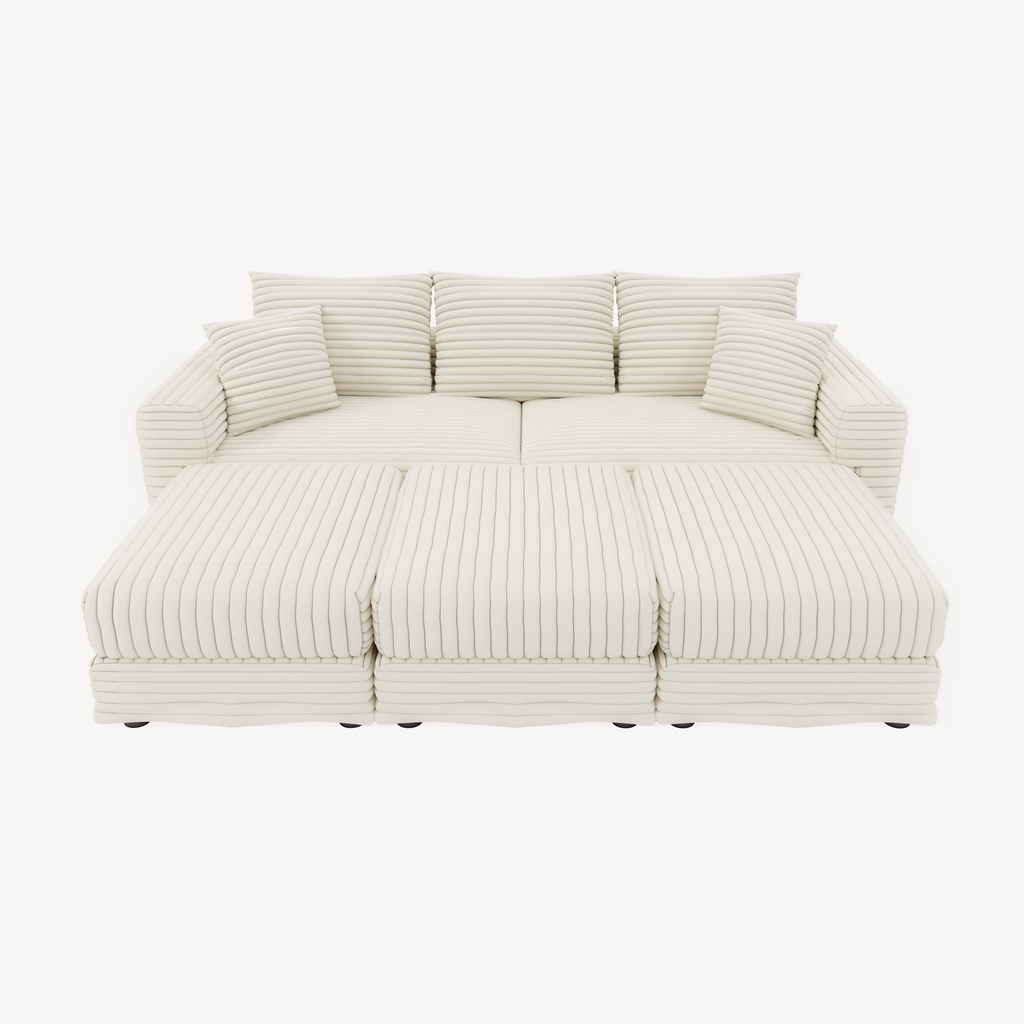 82.7" Plush Corduroy 3-Seat Sofa