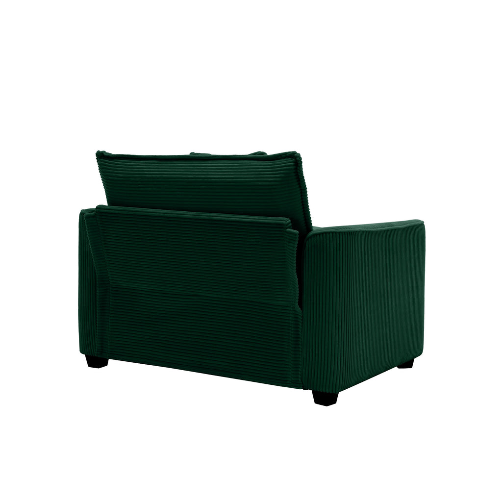 Green Corduroy Fabric Comfortable Single Chair Deep Seat Sofa