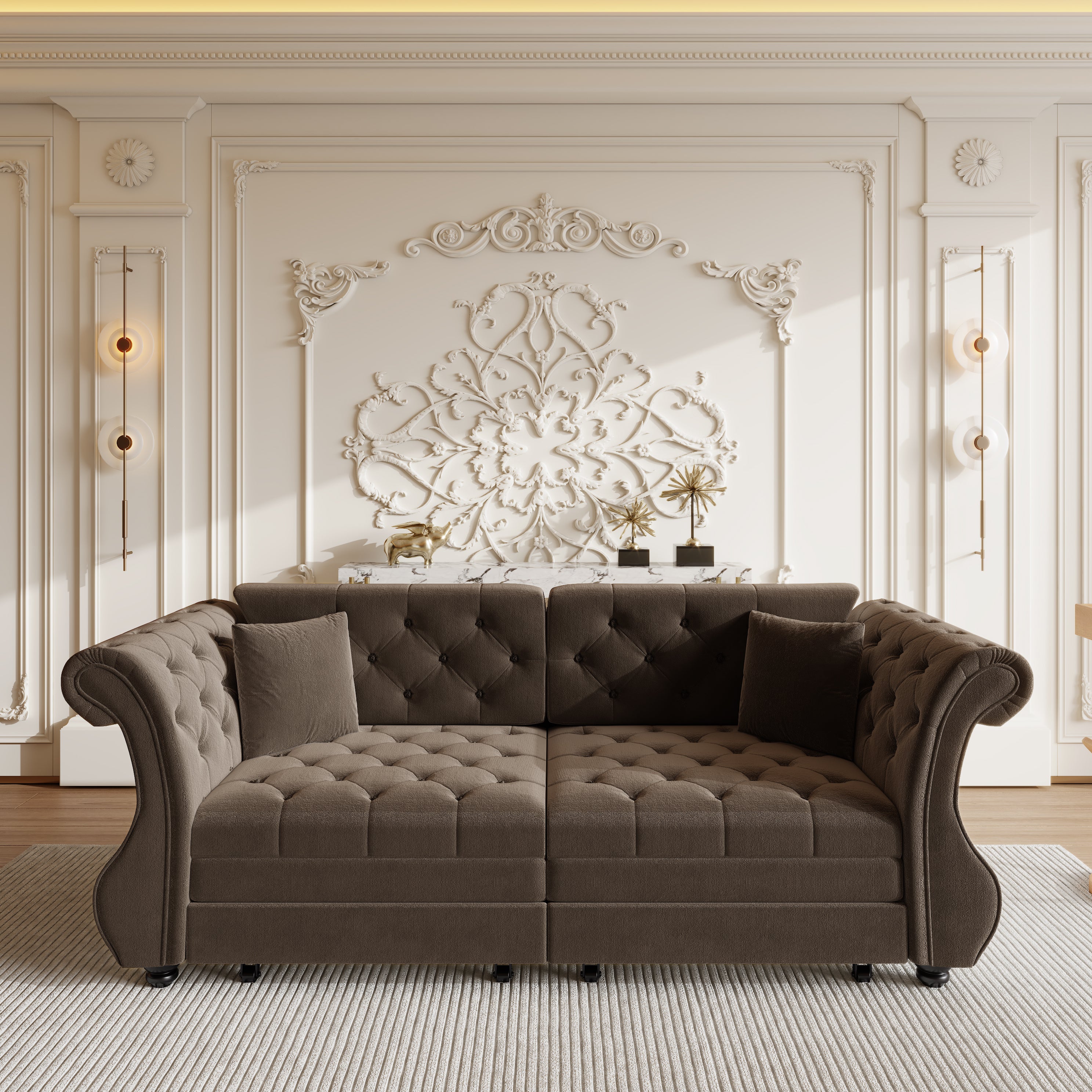 83.8" Oversized Chesterfield Pull Out Sofa Bed