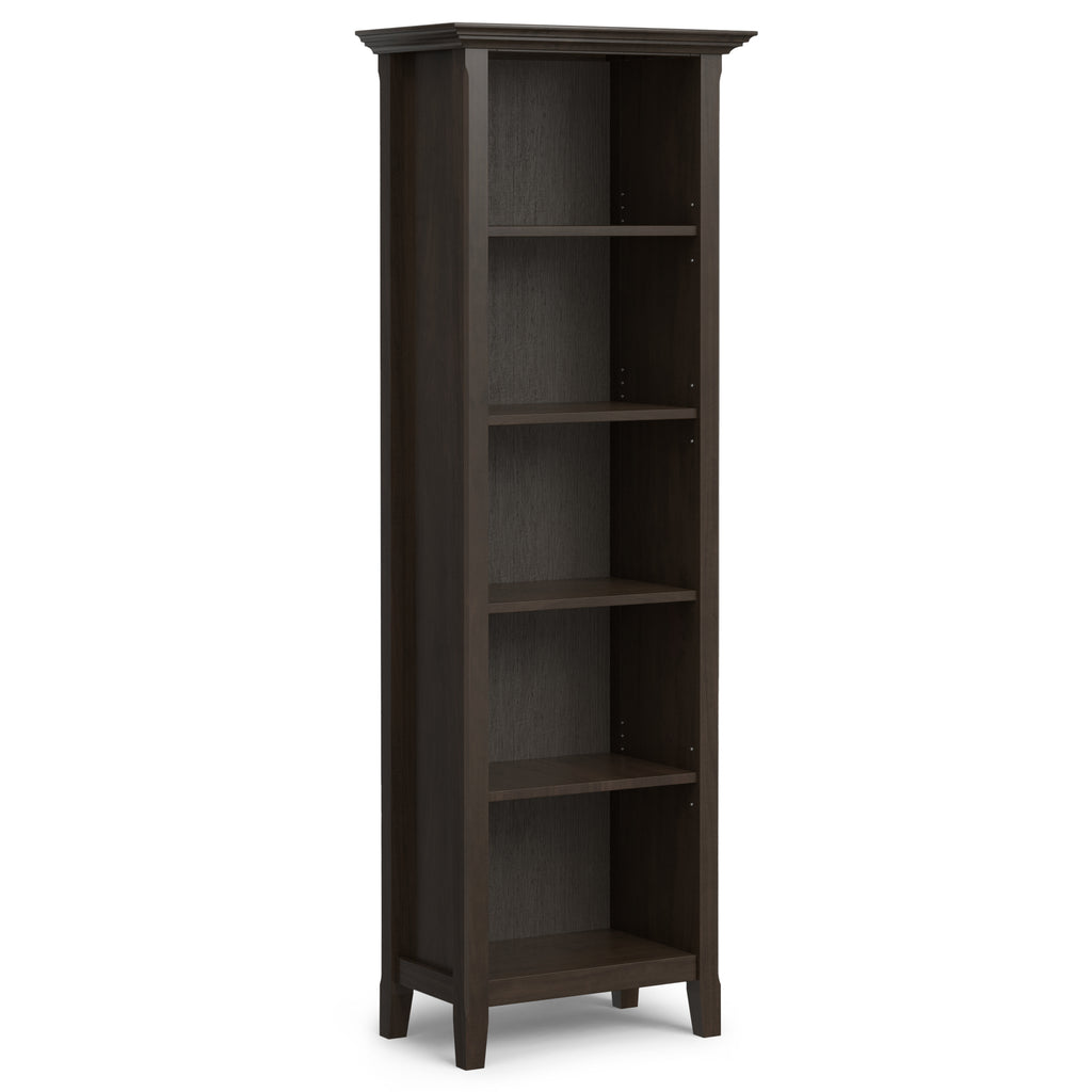 Amherst 24 Inch Solid Wood 5 Shelf Bookcase in Hickory