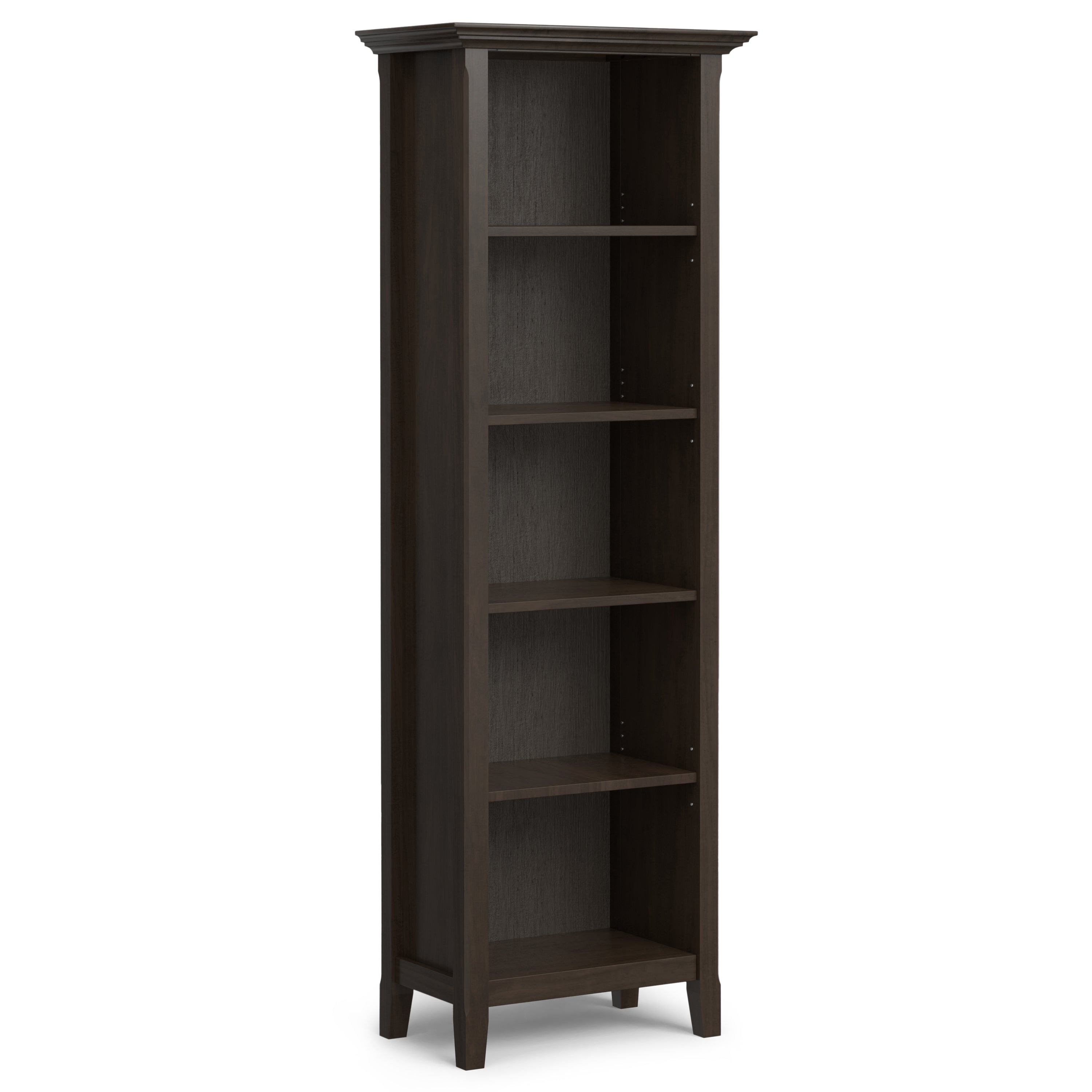 Amherst 24 Inch Solid Wood 5 Shelf Bookcase in Hickory