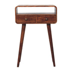 Solid Wood Mini Curved Honey Console Table
