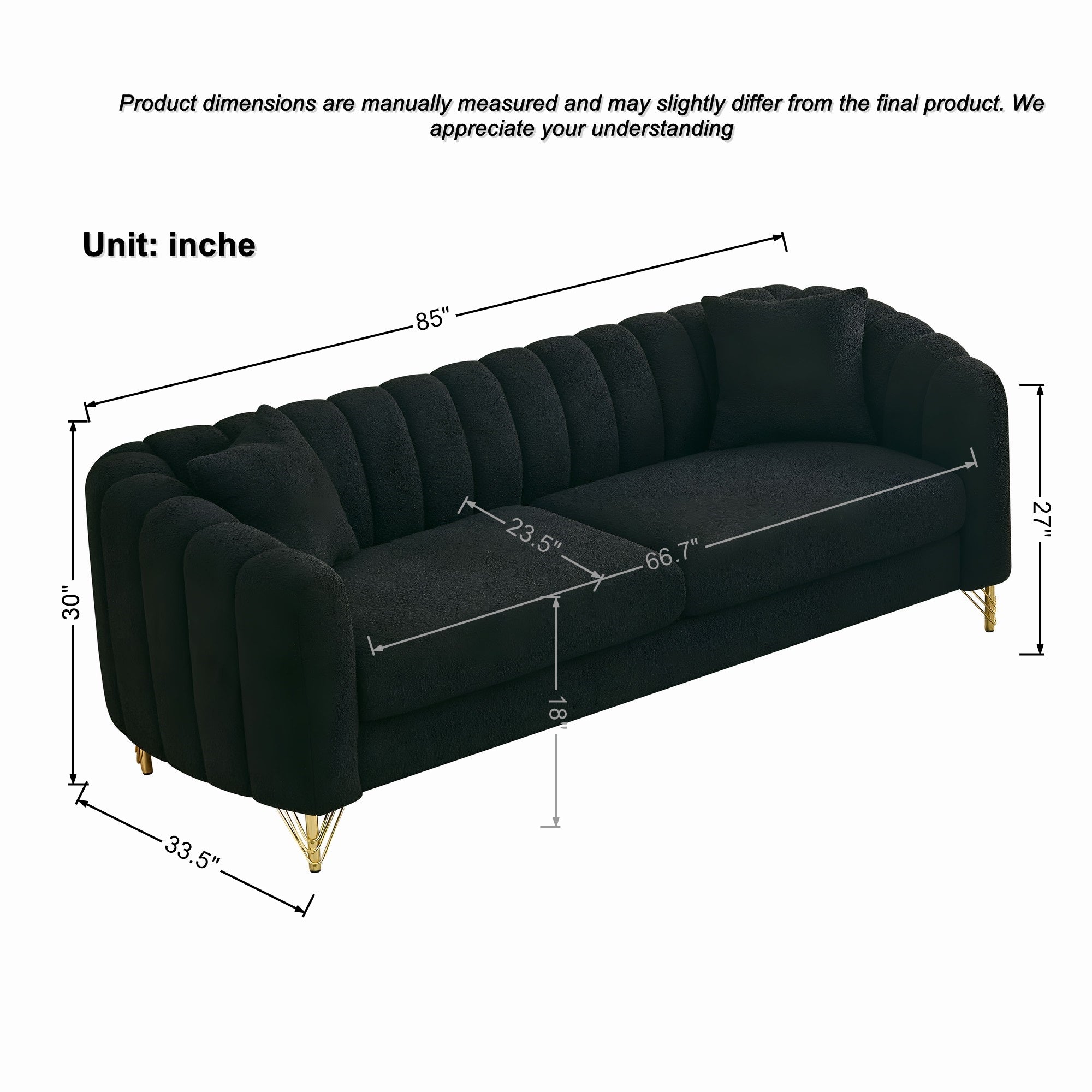 85" Oversized Chenille Sofa