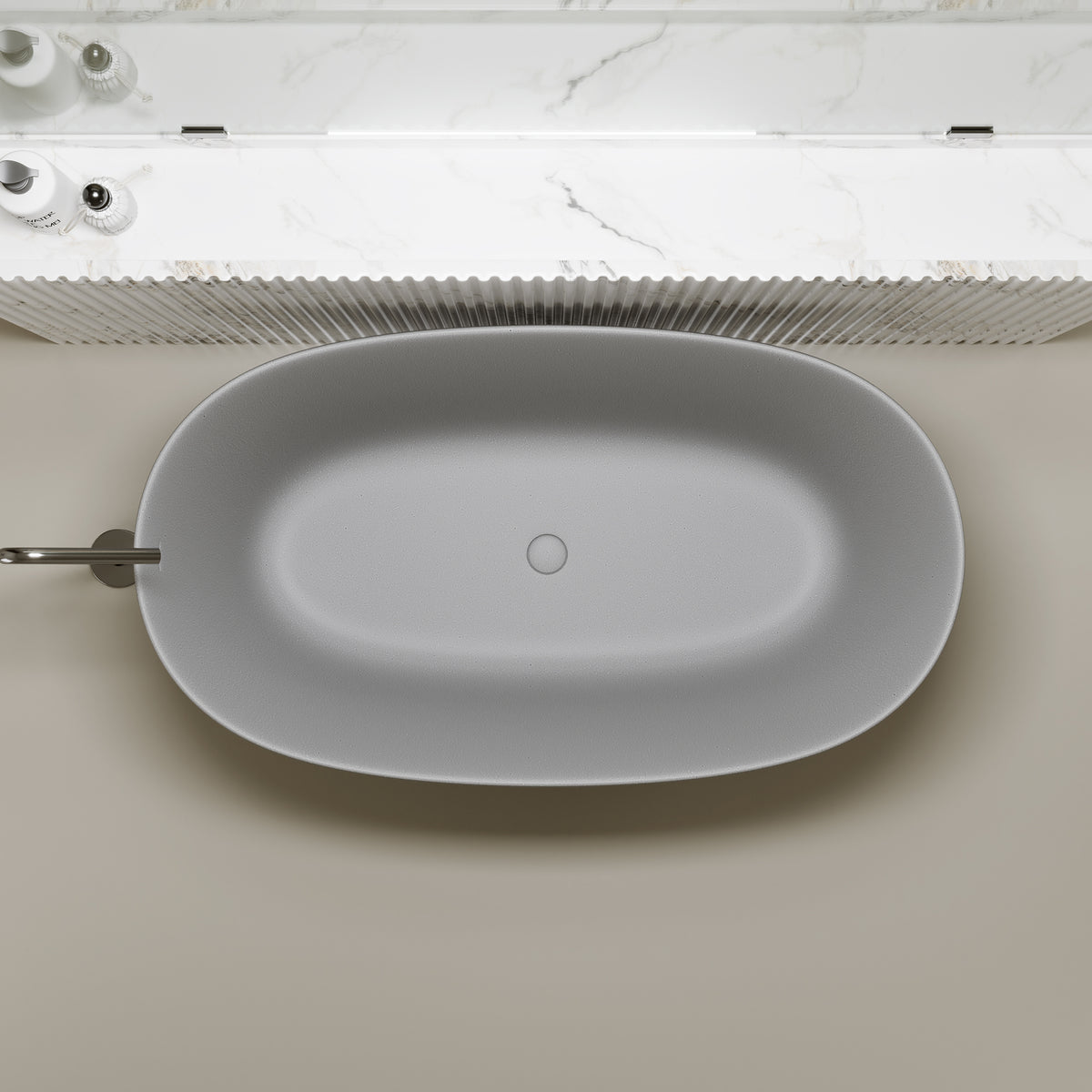 47'' Freestanding Bathtub Resin Stone Soaking Bathtub