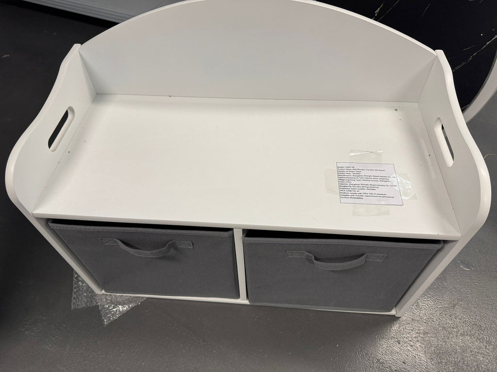 Kids Wooden Toy Box/Bench with Collapsible Fabric Drawers