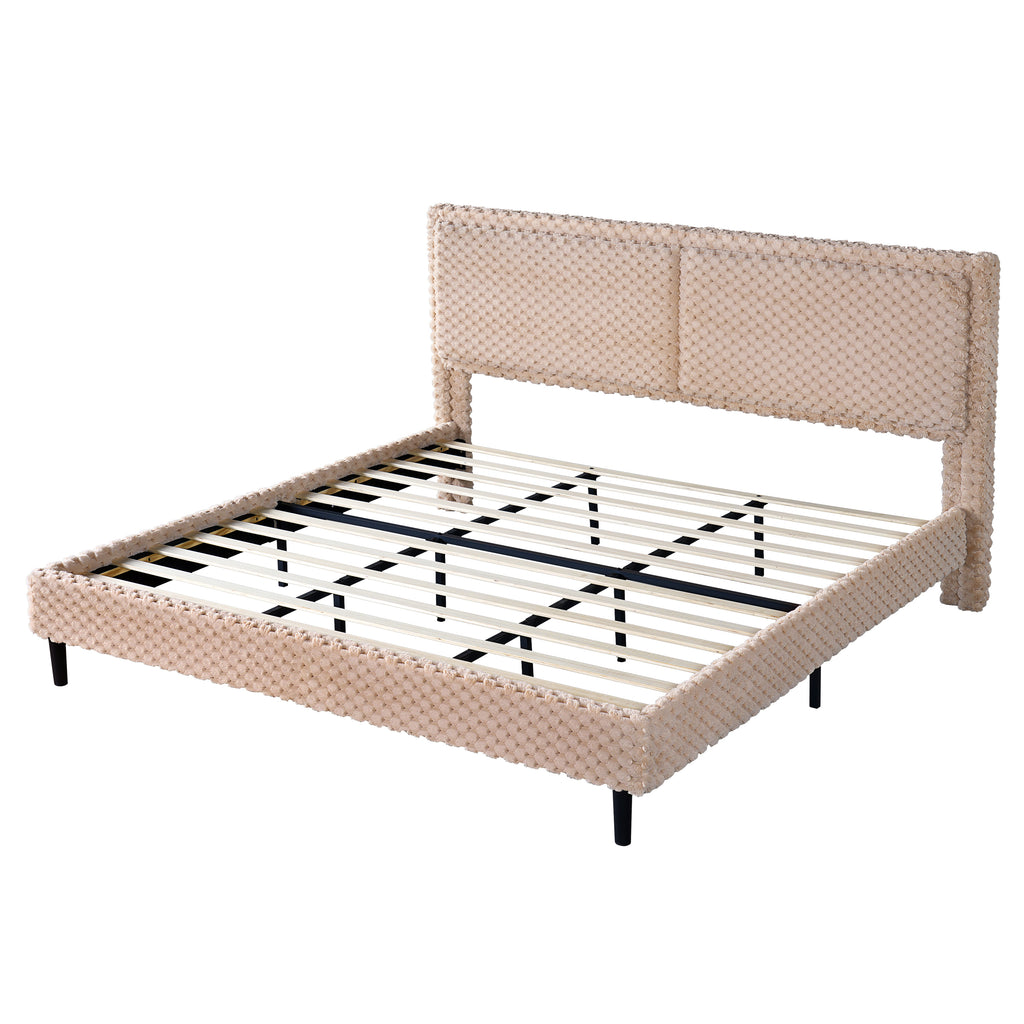 Simple Modern Camel Plush Soft Bed — King Size