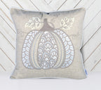Lace Embroidered Pumpkin Throw Pillow – Neutral Fall Accent Cushion Set of 2