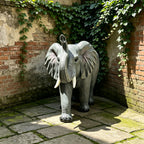 20'' Tall Resin Elephant Statue with Raised Trunk