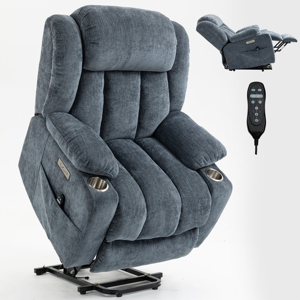 Up To 350 LBS Chenille Power Lift Recliner Chair