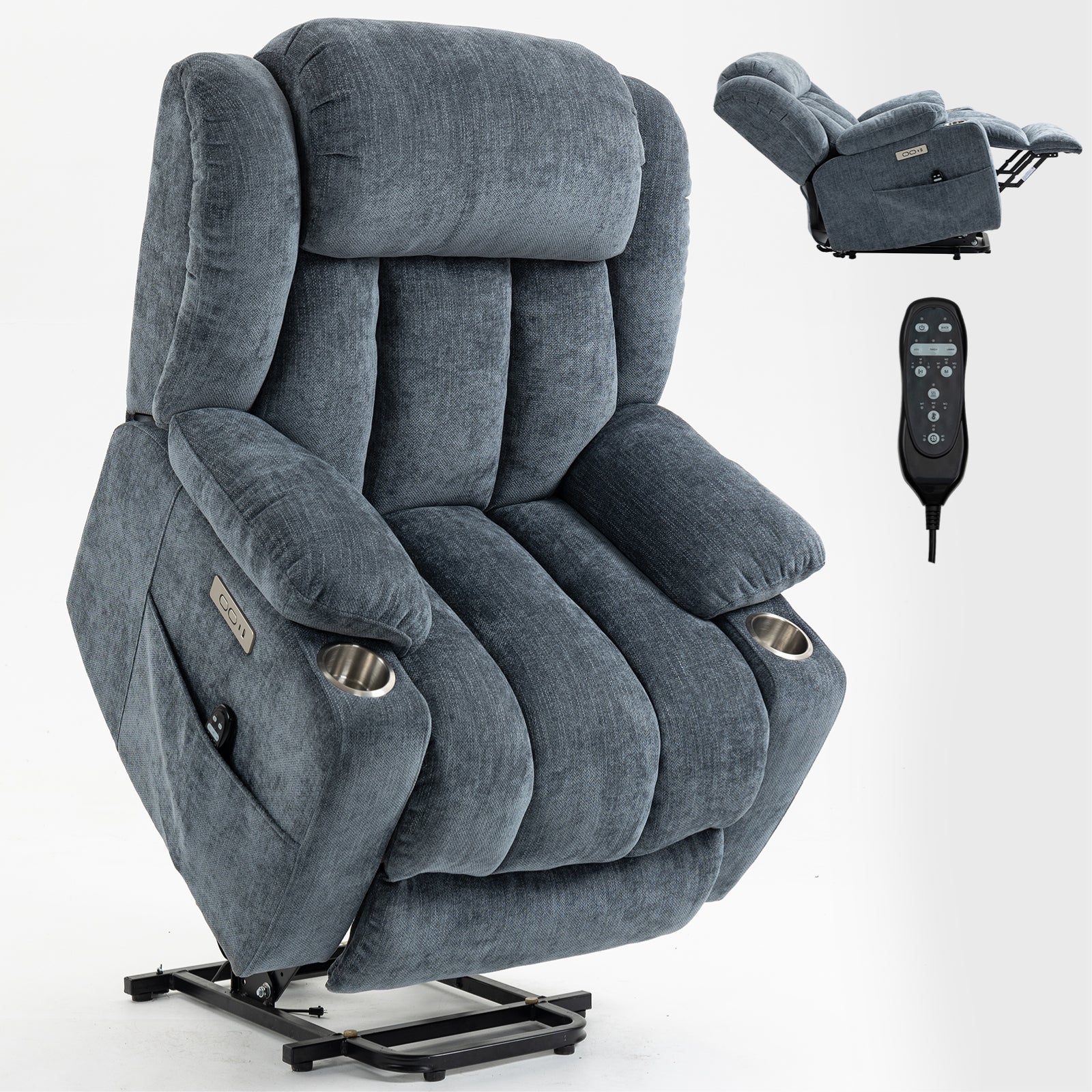 Up To 350 LBS Chenille Power Lift Recliner Chair