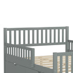 Full Size Wood Platform Bed with Guardrails on Both Sides and Two Storage Drawers