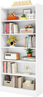 78" 7-Tier Modern White Library Bookshelf