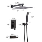 Black Shower Faucet Set with Rainfall Shower Head
