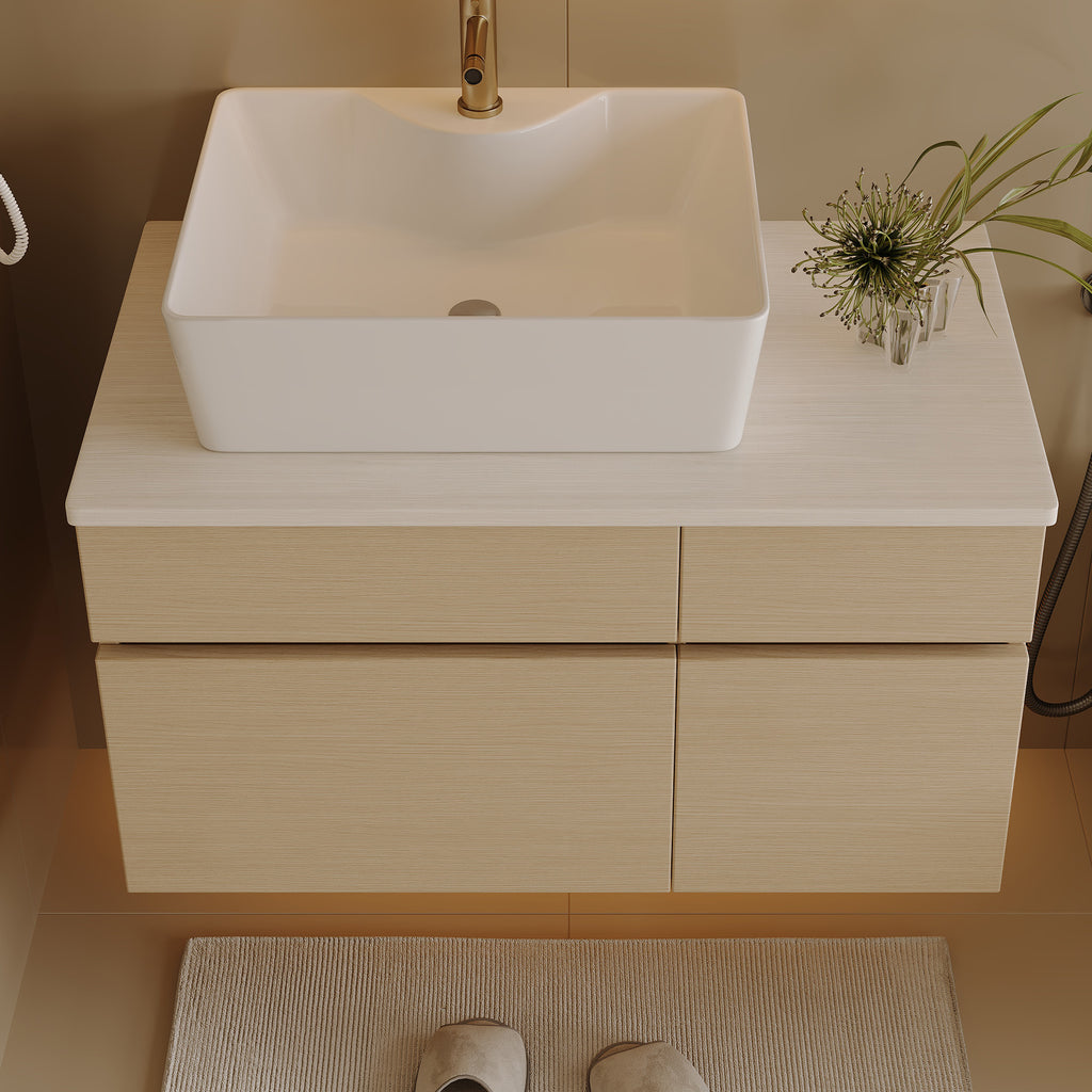 31.5 Inches Floating Single Small Bathroom Vanity with Sink