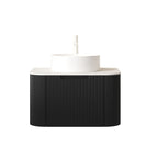 DINA 24" Bathroom Vanity & Sink, Floating Curved Edges Striped Storage Cabinet