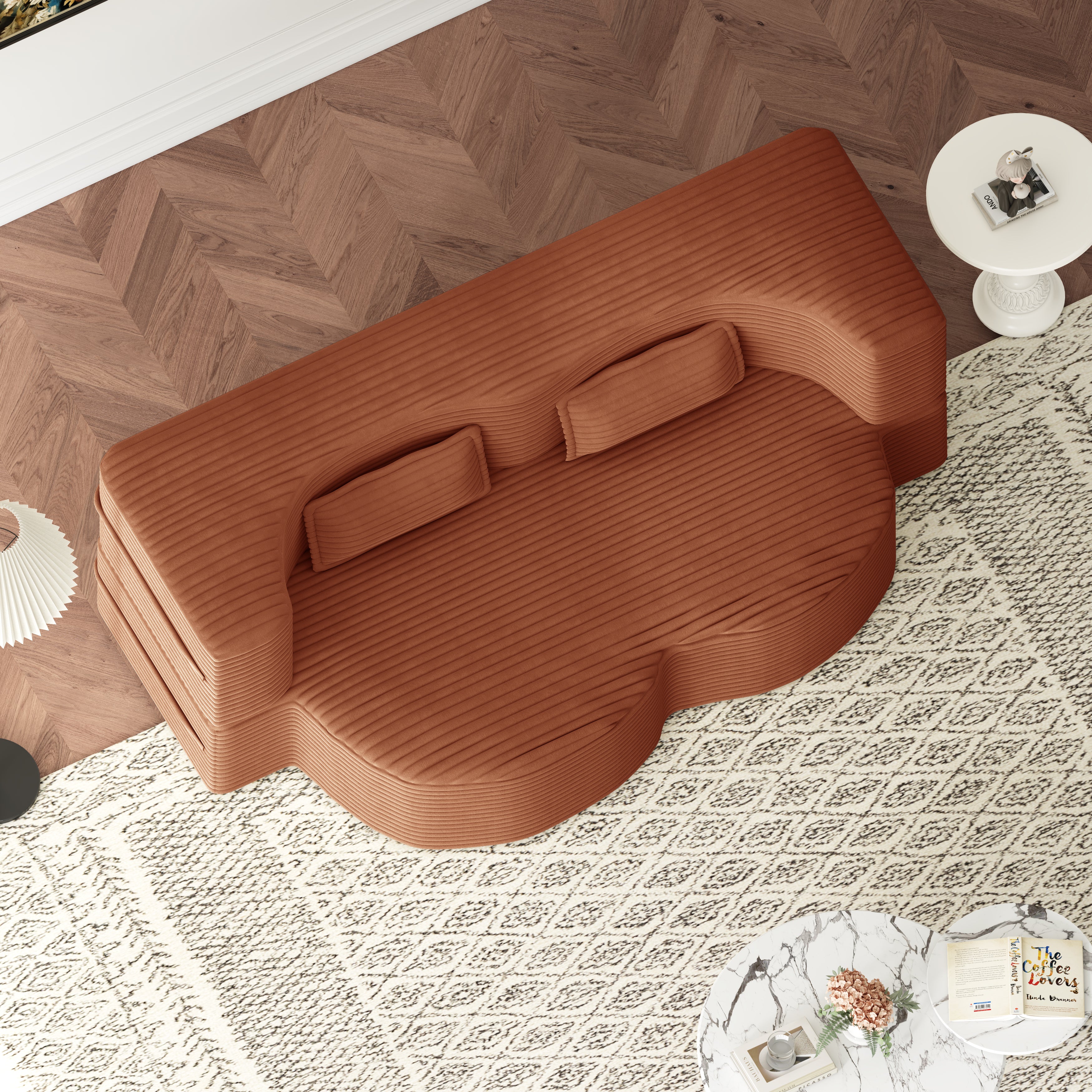 Modern Floor Sofa with 2 Pillows