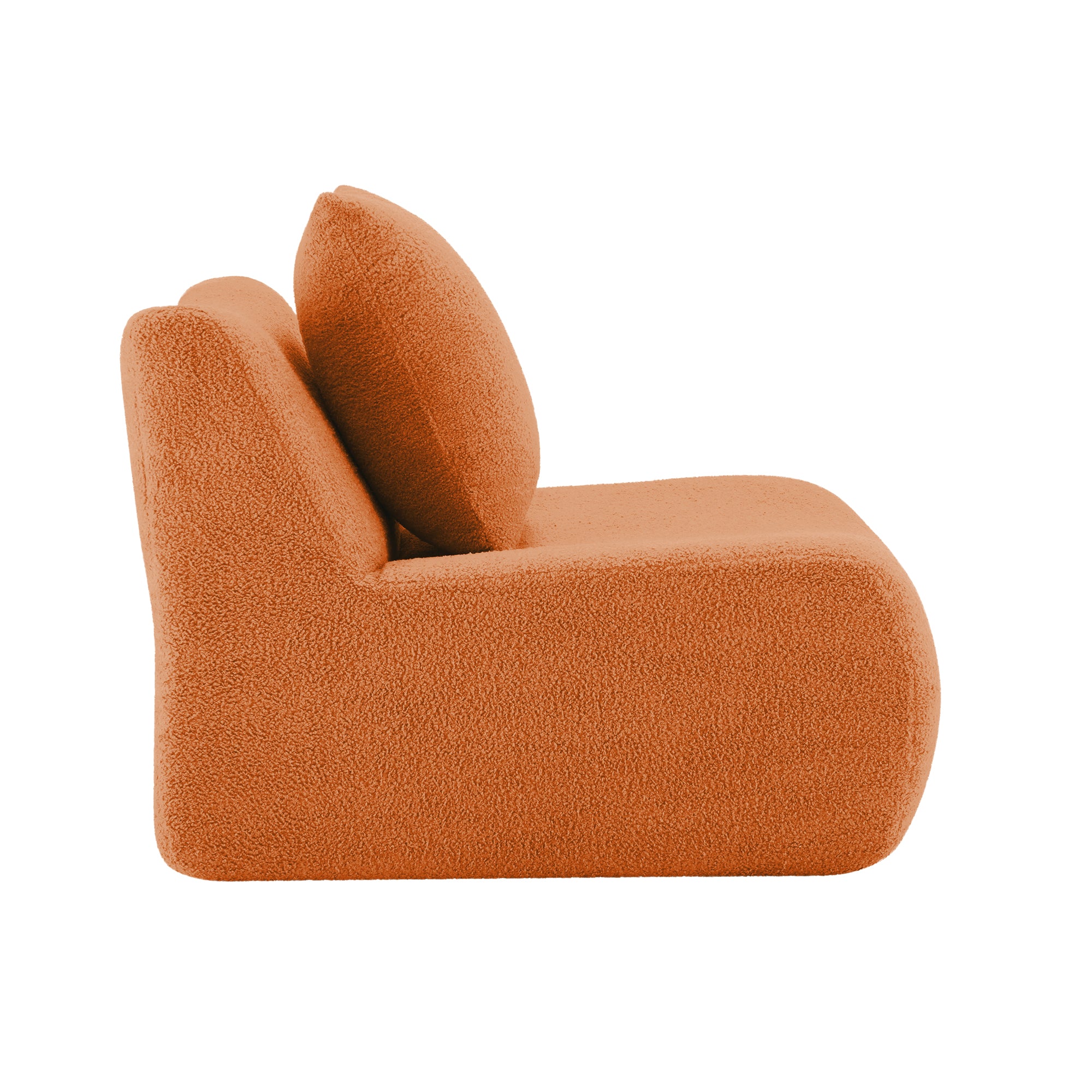 Armless Sofa with Pillow in Teddy Fabric - Orange